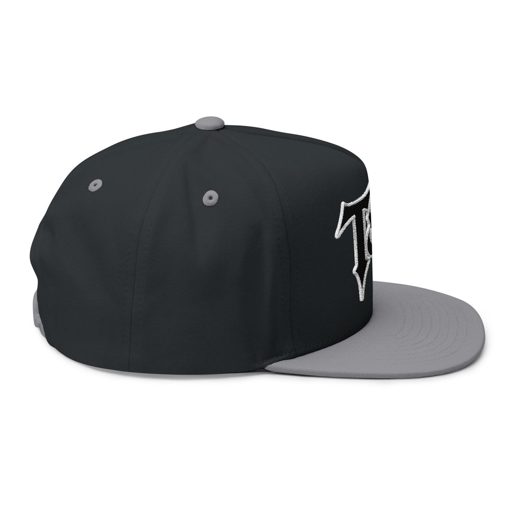 T&B Embroidered Flat Bill Cap — Gothic Lettering Snapback Hat