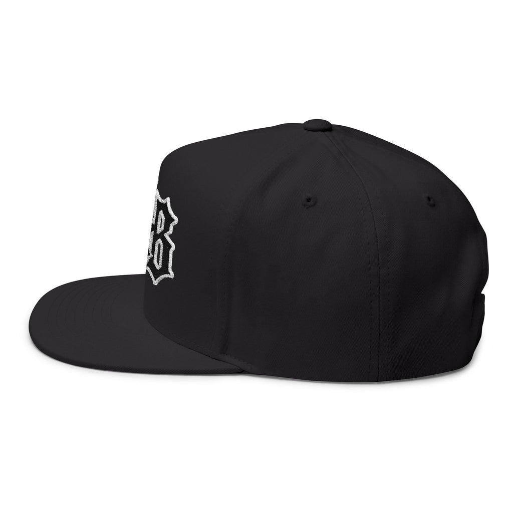 T&B Embroidered Flat Bill Cap — Gothic Lettering Snapback Hat
