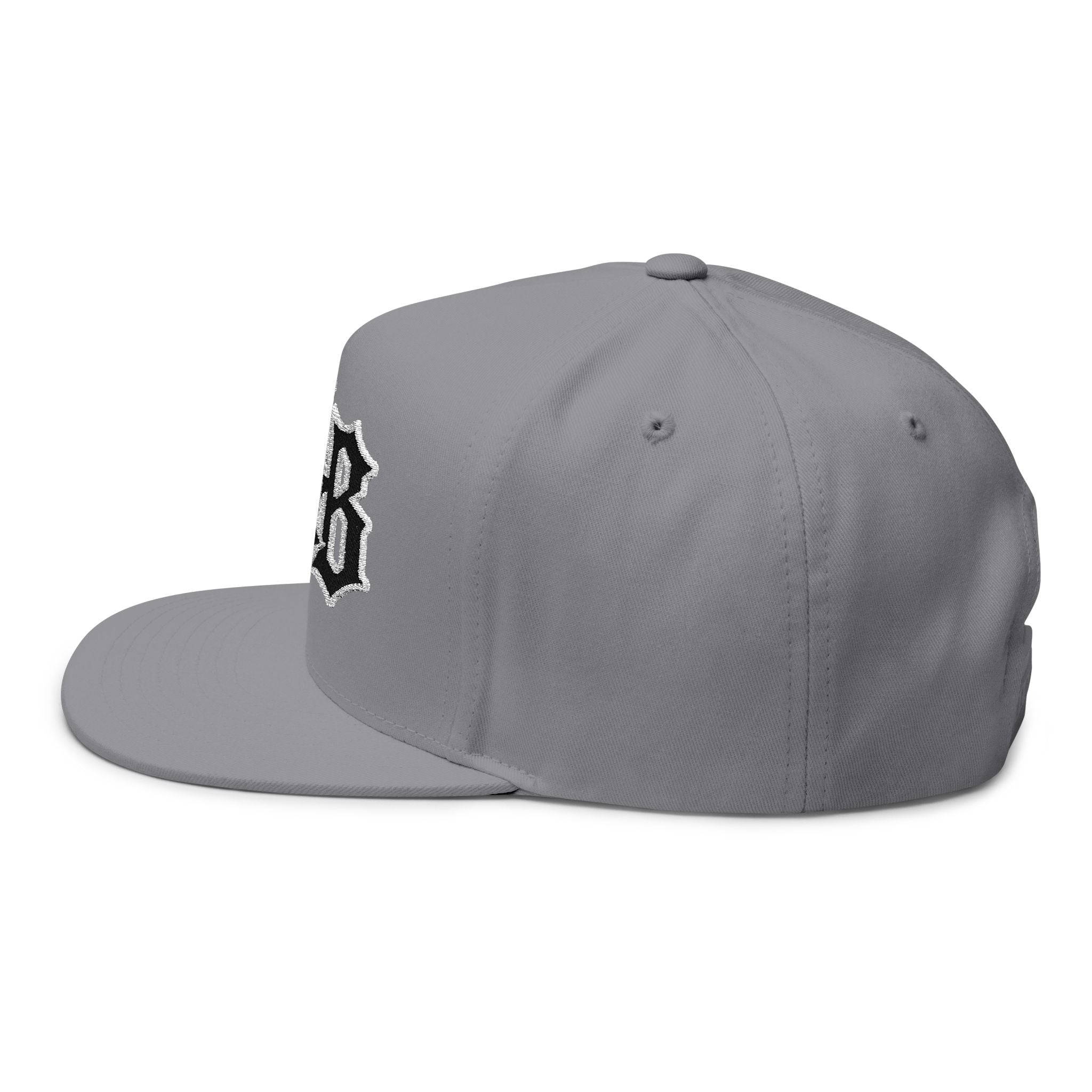 T&B Embroidered Flat Bill Cap — Gothic Lettering Snapback Hat