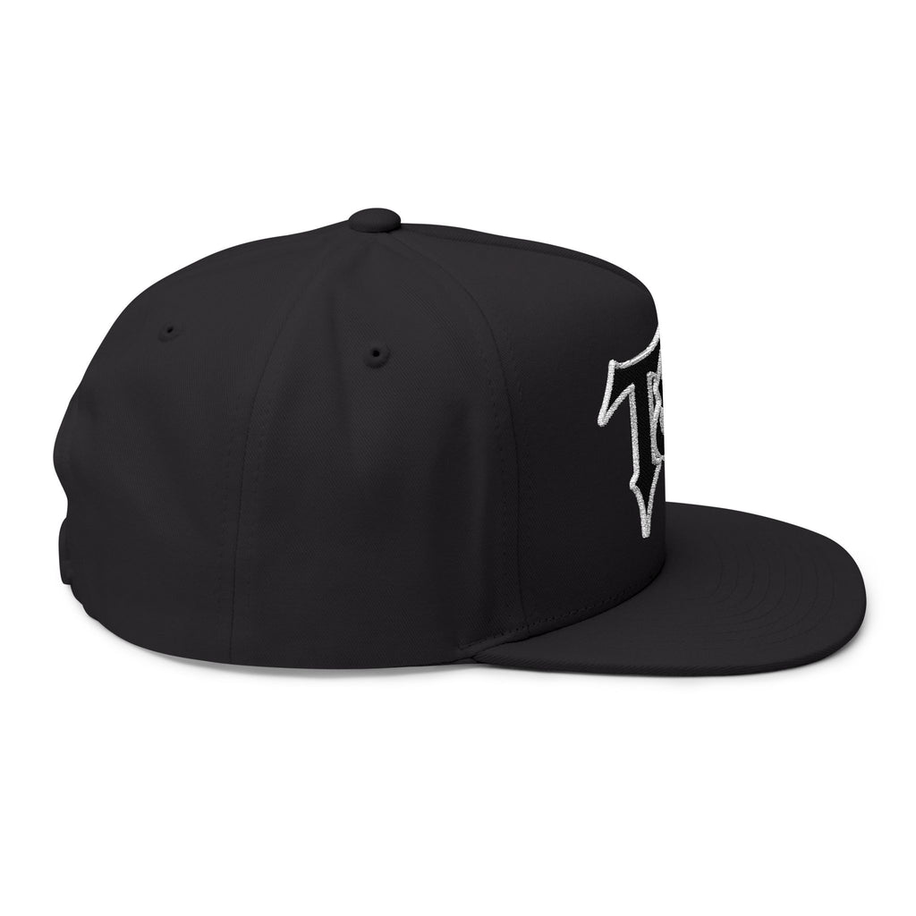 T&B Embroidered Flat Bill Cap — Gothic Lettering Snapback Hat