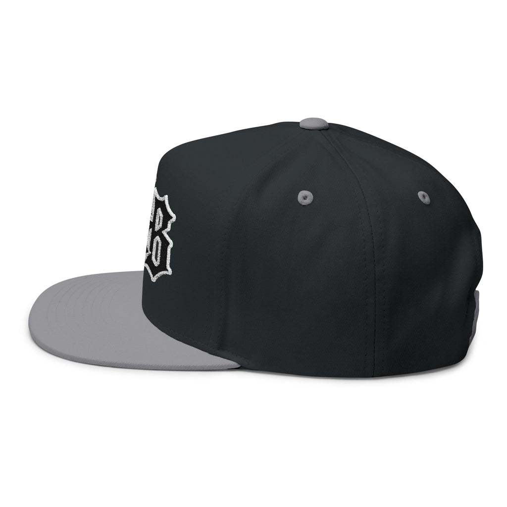 T&B Embroidered Flat Bill Cap — Gothic Lettering Snapback Hat