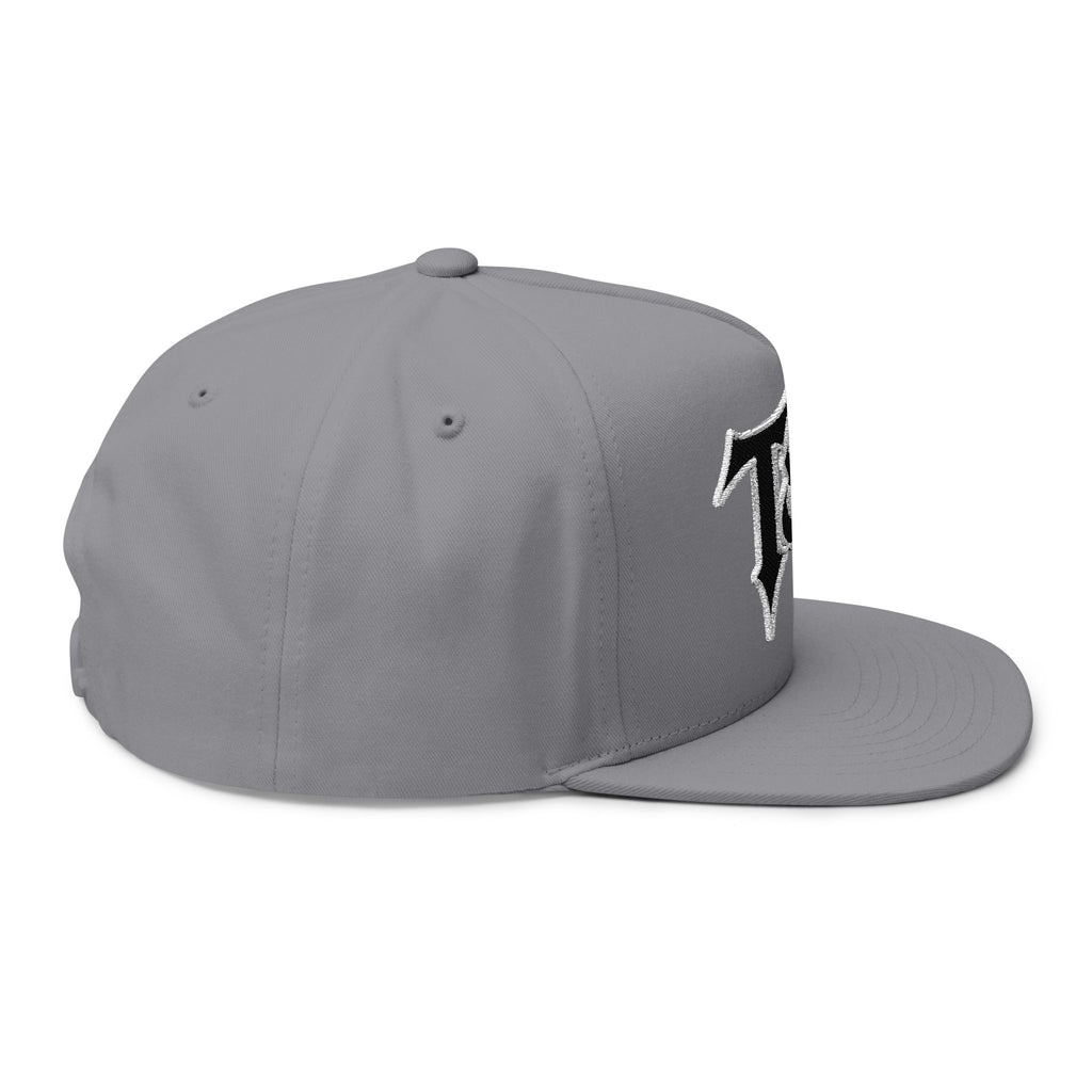 T&B Embroidered Flat Bill Cap — Gothic Lettering Snapback Hat
